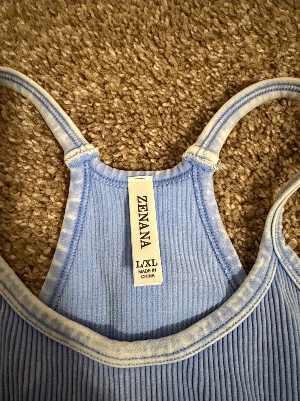 Sky Blue Ribbed Racerback Crop Top - Picture 2 of 2